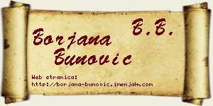 Borjana Bunović vizit kartica